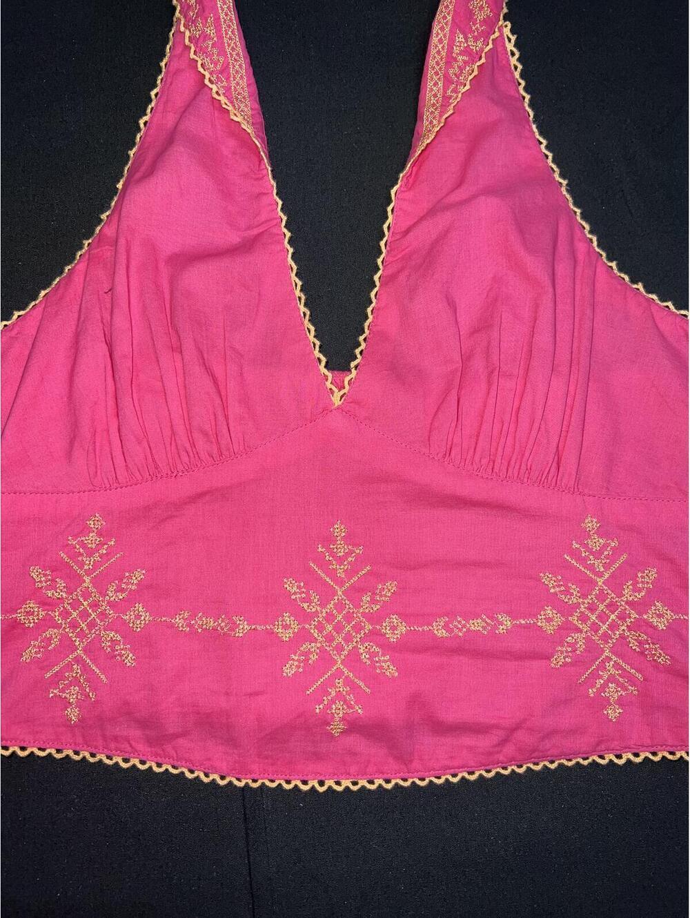 Free People Embroidered pink-Rose top